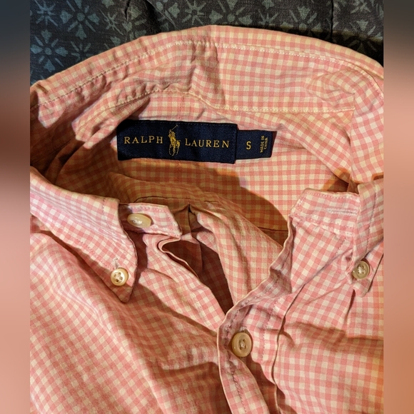 Ralph Lauren men's pink checkered Oxford button down - Picture 2 of 5